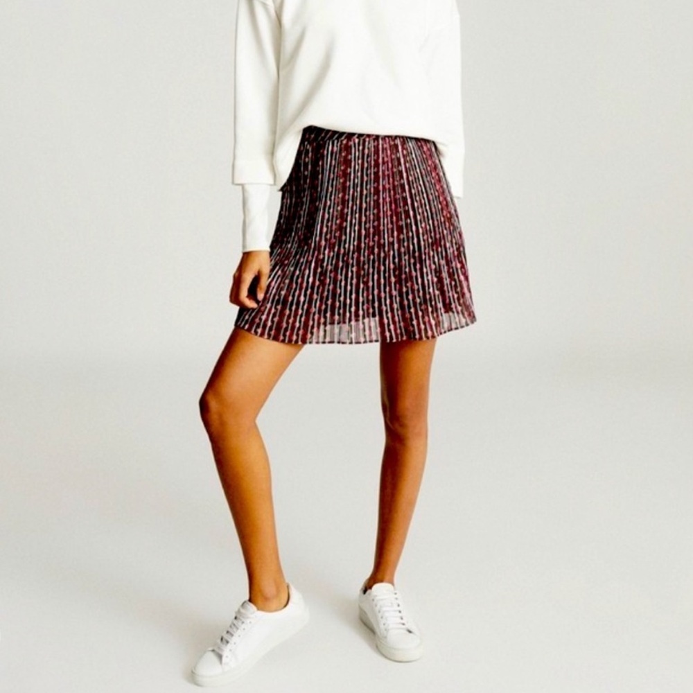 Reiss Women's Sz 12 Alani Geo Printed Pleated Mini Skirt Chic Indie Sleaze Polka